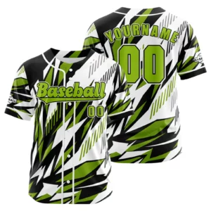 Custom Green Button Down Baseball Jersey for Men Women Adult Youth Print Name Number Logo