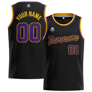 Custom Stitched Basketball Jersey for Men, Women And Kids Black-Purple-Yellow