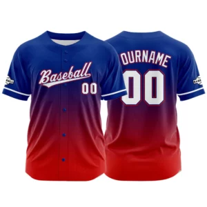 Custom Full Print Design Baseball Jersey red-blue