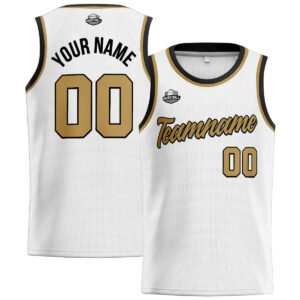 Custom Stitched Basketball Jersey for Men, Women And Kids White-Gold-Black